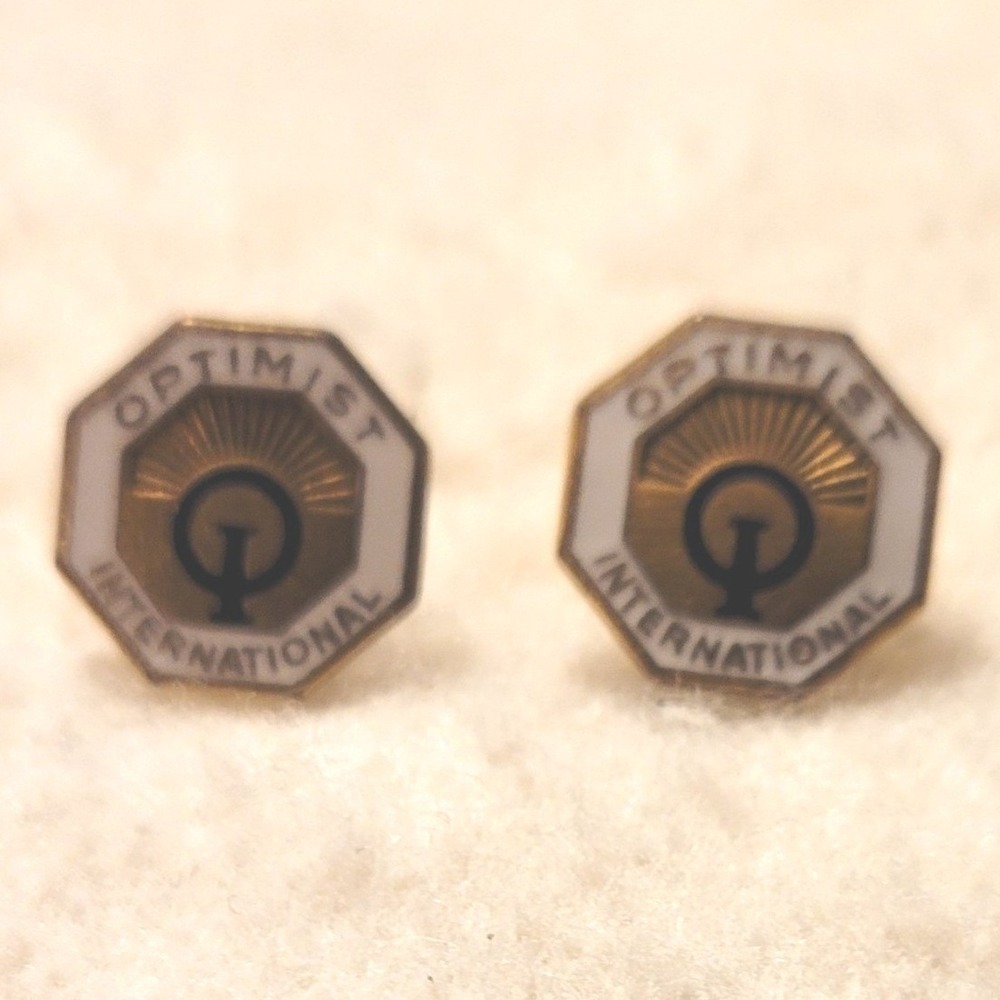Vintage Optimist International Gold‎ Tone Lapel Pin Tie Tack Set